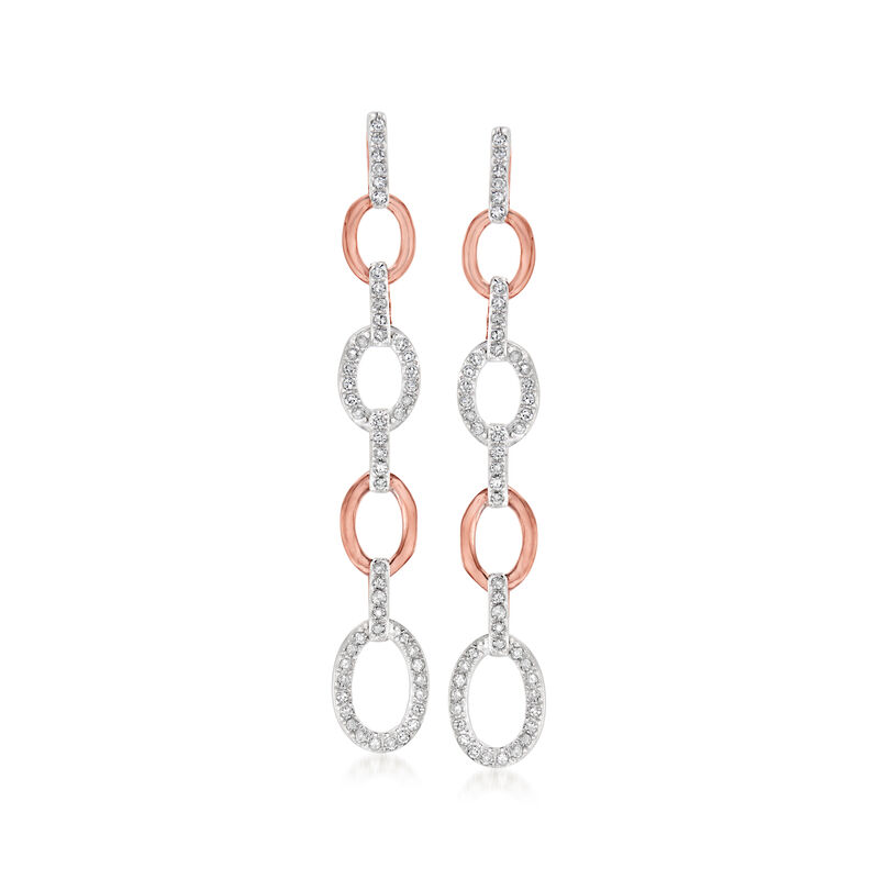 .25 ct. t.w. Diamond Paper Clip Link Linear Drop Earrings in 14kt Two-Tone Gold image number 0