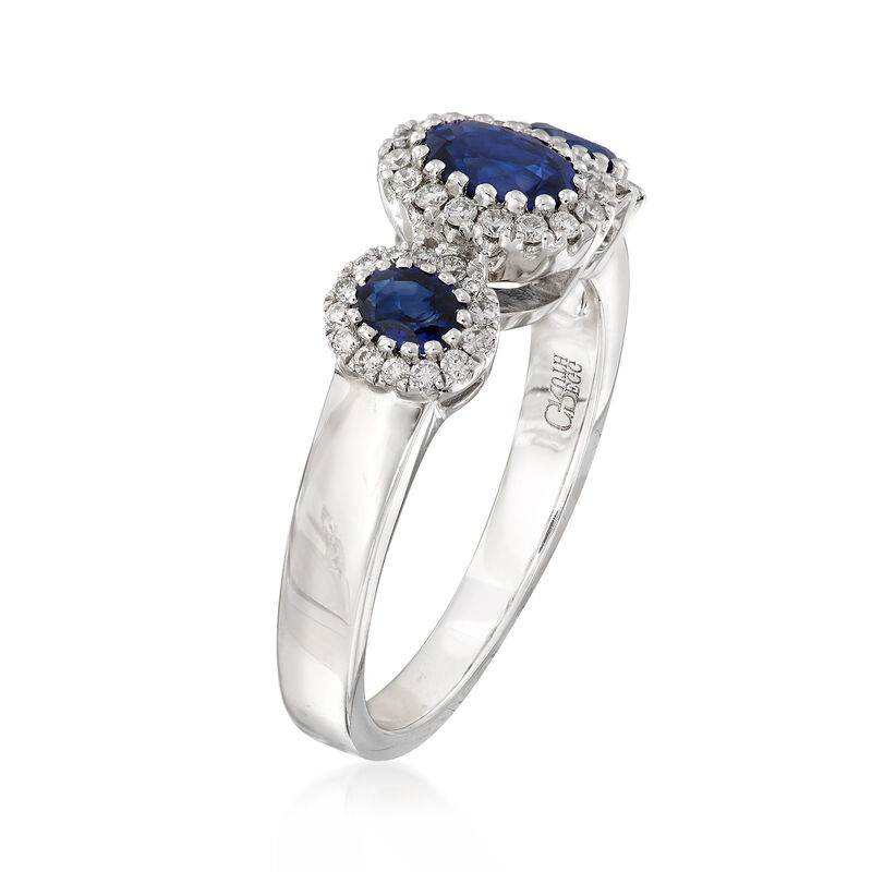 Gregg Ruth 1.21 ct. t.w. Sapphire and .27 ct. t.w. Diamond Ring in 18kt White Gold image number 2