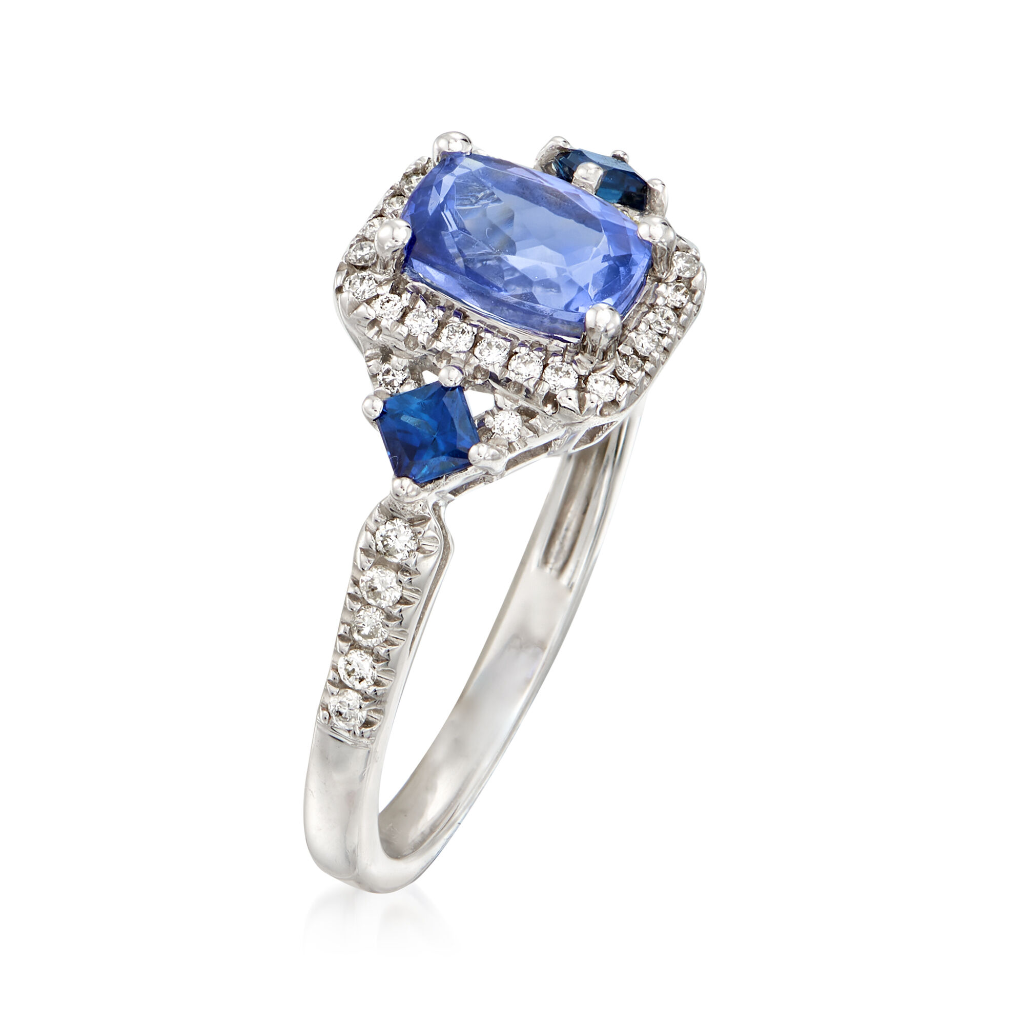 Tanzanite and sapphire ring top