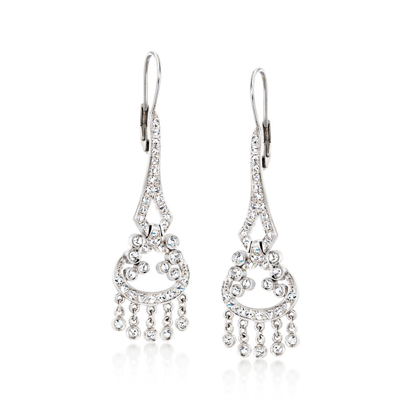 C. 1990 Vintage 1.30 ct. t.w. Diamond Chandelier Earrings in 18kt White Gold  image number 0