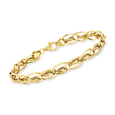 10kt Yellow Gold Twisted Double-Oval Link Bracelet