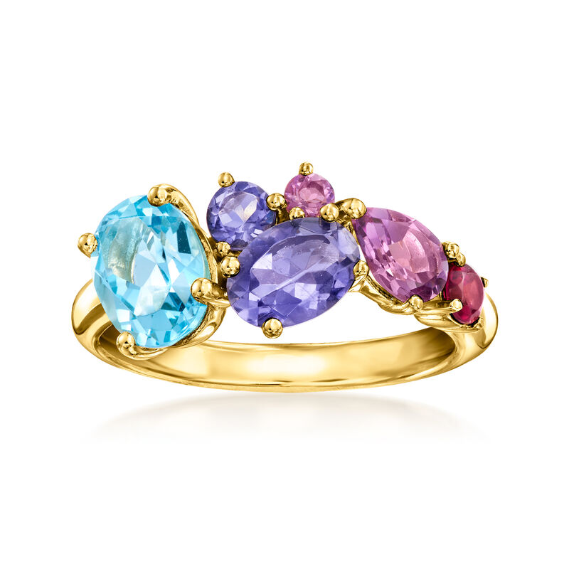 2.35 ct. t.w. Multi-Gemstone Ring in 18kt Gold Over Sterling image number 0