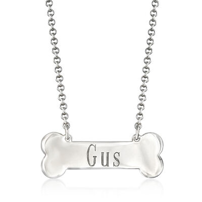 Sterling Silver Personalized Dog Bone Necklace