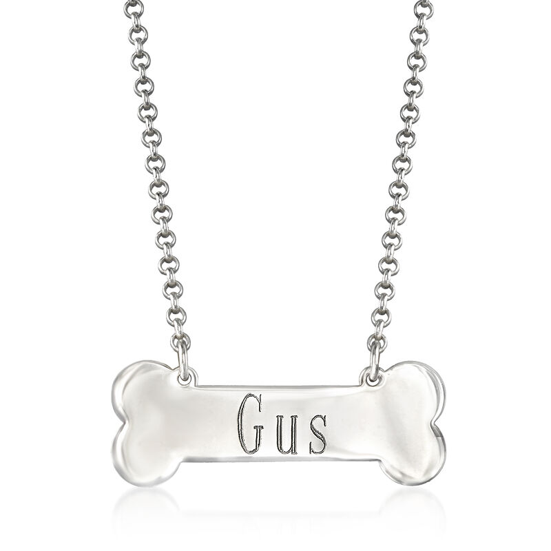 Sterling Silver Personalized Dog Bone Necklace image number 0
