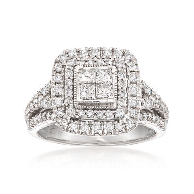 C. 2000 Vintage 1.40 ct. t.w. Diamond Cluster Ring in 14kt White Gold