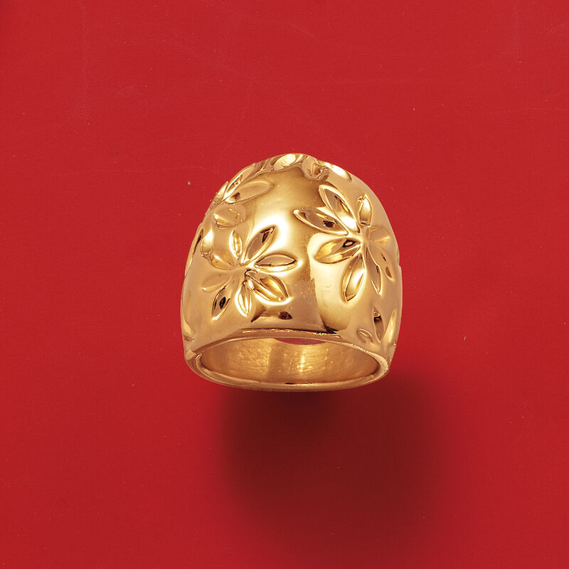 Italian Andiamo 14kt Yellow Gold Floral Ring. Size 5 image number 4