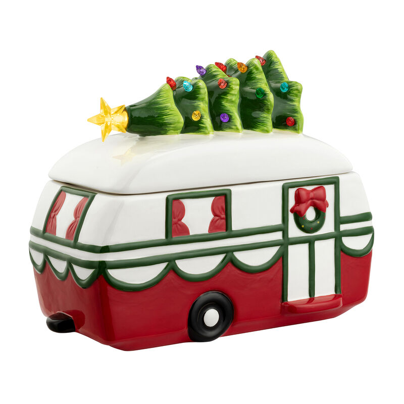 Mr. Christmas "Nostalgic" Ceramic Christmas Camper Cookie Jar image number 0