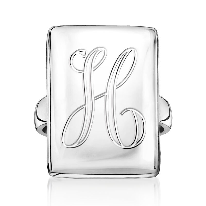 Italian Sterling Silver Personalized Rectangular Ring image number 0