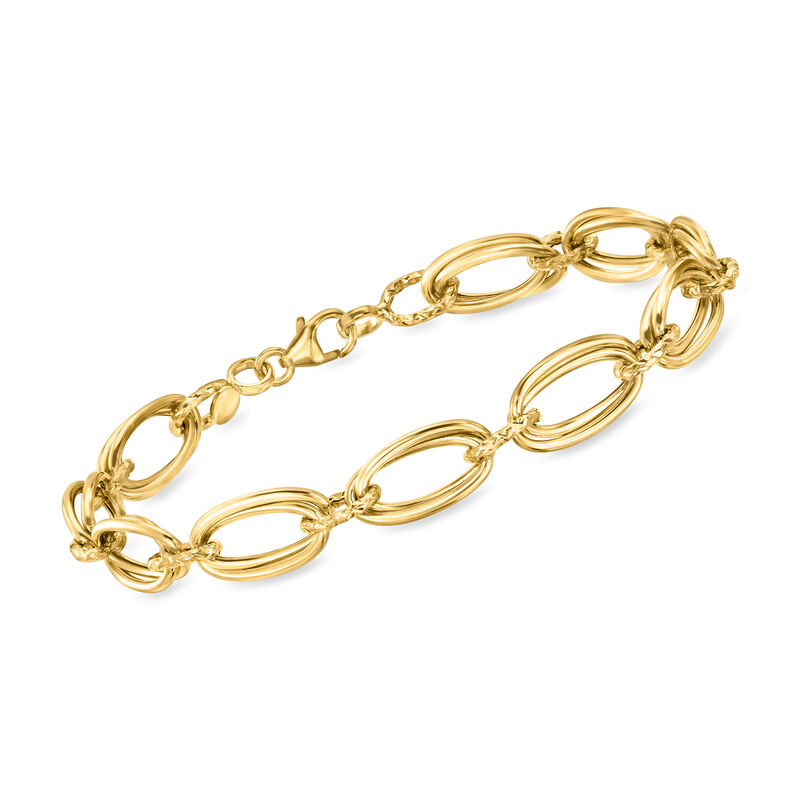 Italian 18kt Yellow Gold Double-Oval Link Bracelet image number 0