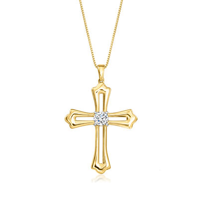 .50 Carat Lab-Grown Diamond Cross Pendant Necklace in 18kt Gold Over Sterling
