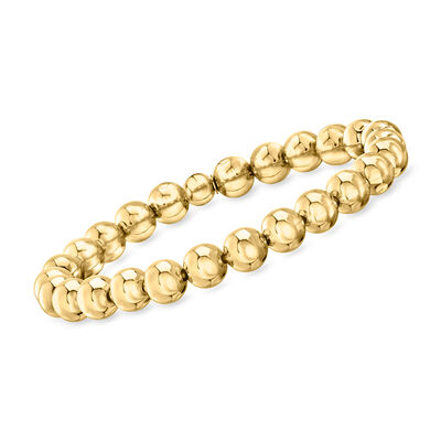 Italian 8mm 18kt Gold Over Sterling Bead Stretch Bracelet
