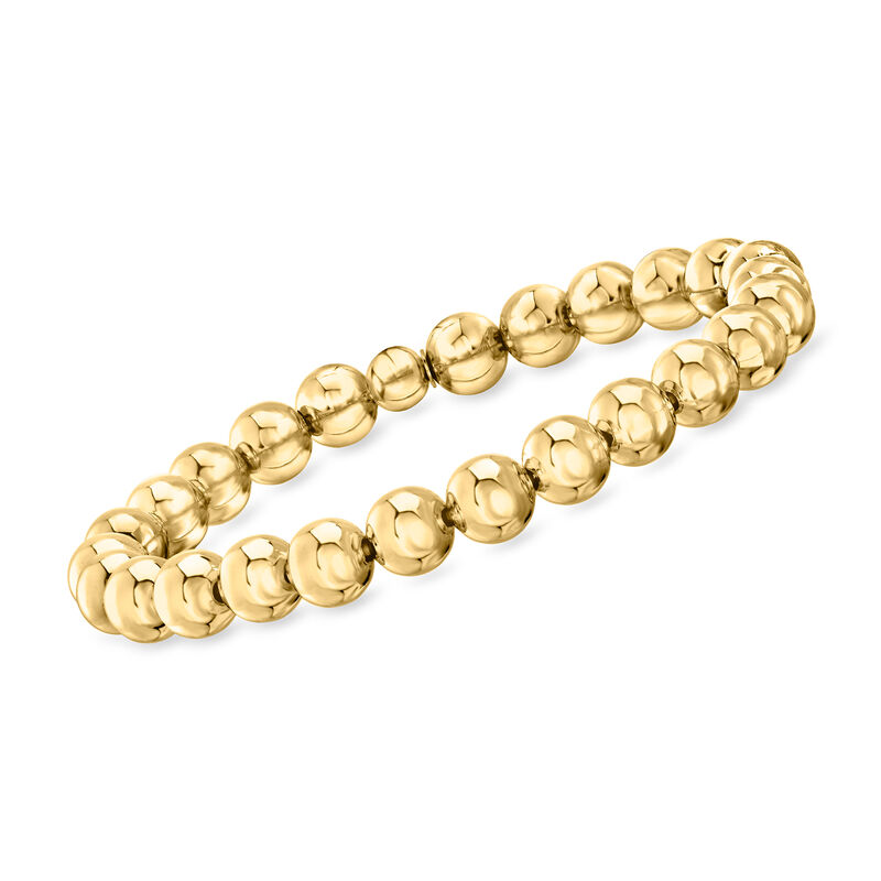Italian 8mm 18kt Gold Over Sterling Bead Stretch Bracelet image number 0