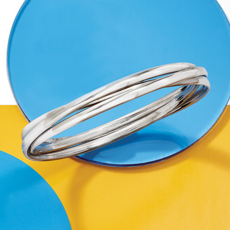 Italian Sterling Silver Rolling Bangle Bracelet image number 3