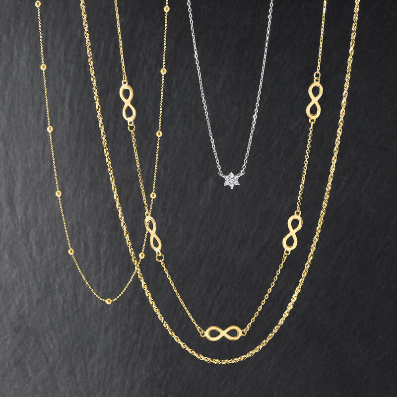 Italian 14kt Yellow Gold Infinity Station Link Necklace image number 2
