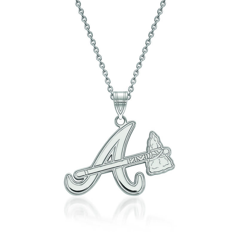 Sterling Silver MLB Atlanta Braves Pendant Necklace. 18&quot; image number 0