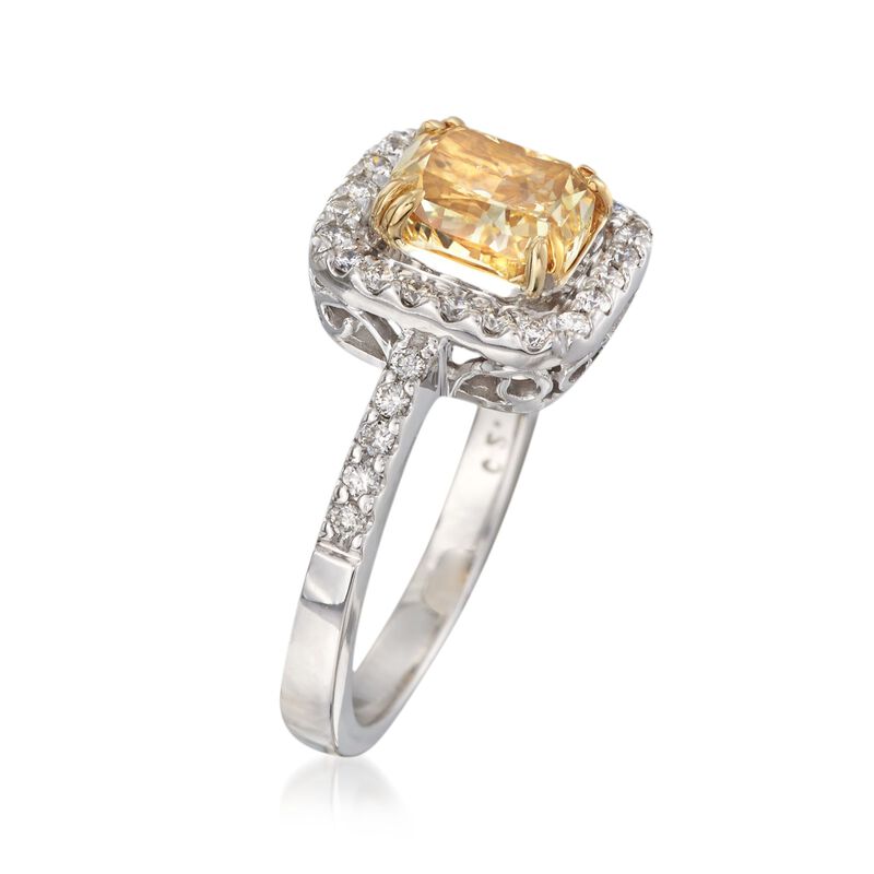 2.33 ct. t.w. Certified Yellow and White Diamond Ring in 18kt White Gold image number 2