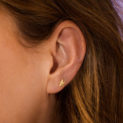 Italian 14kt Yellow Gold Starfish Stud Earrings