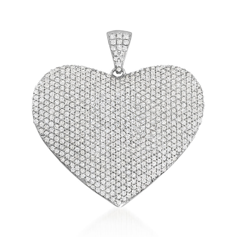 5.00 ct. t.w. Pave Diamond Heart Pendant in Sterling Silver image number 0