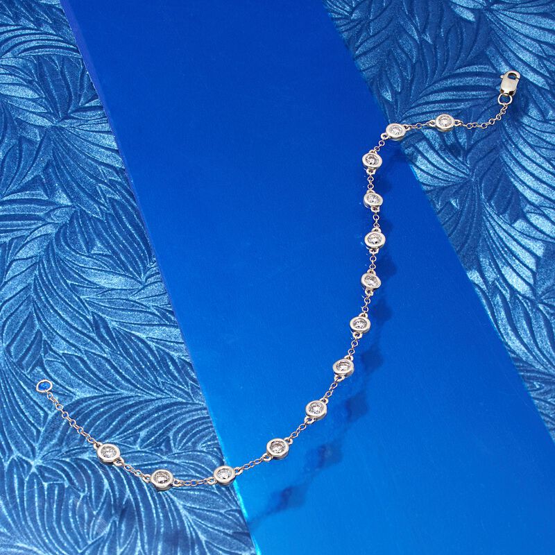 1.00 ct. t.w. Bezel-Set Diamond Station Bracelet in 14kt White Gold image number 3