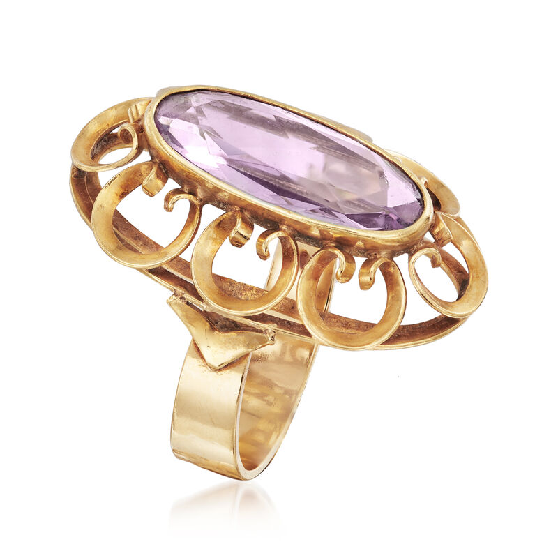 C. 1960 Vintage 3.30 ct. t.w. Amethyst Ring in 14kt Yellow Gold image number 2