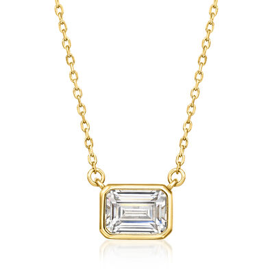 1.20 Carat Emerald-Cut CZ Necklace in 18kt Gold Over Sterling
