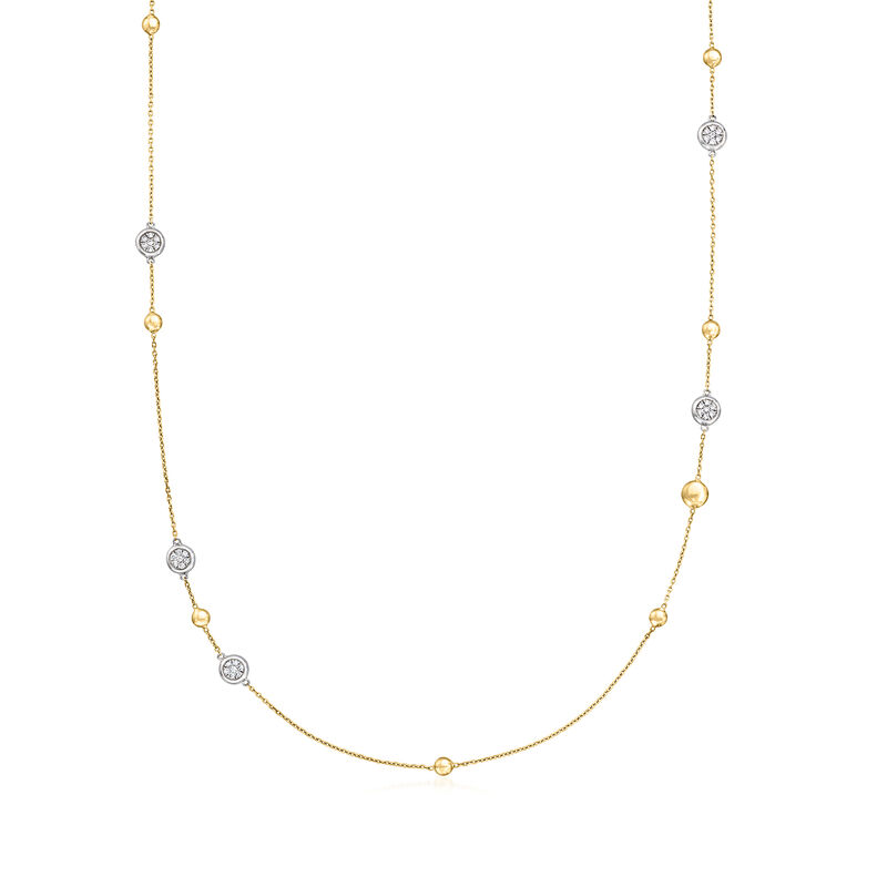 C. 1990 Vintage .75 ct. t.w. Diamond Station Necklace in 18kt Two-Tone Gold. 39" image number 0