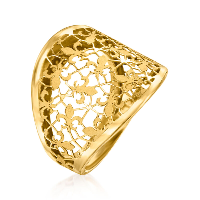 Italian 14kt Yellow Gold Openwork Fleur-De-Lis Ring image number 2