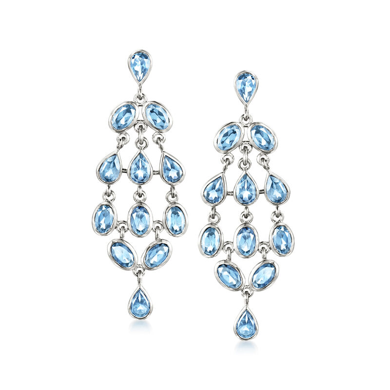 12.35 ct. t.w. Swiss Blue Topaz Chandelier Earrings in Sterling Silver image number 0