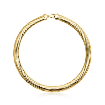Italian 12mm 14kt Yellow Gold-Plated Omega Necklace