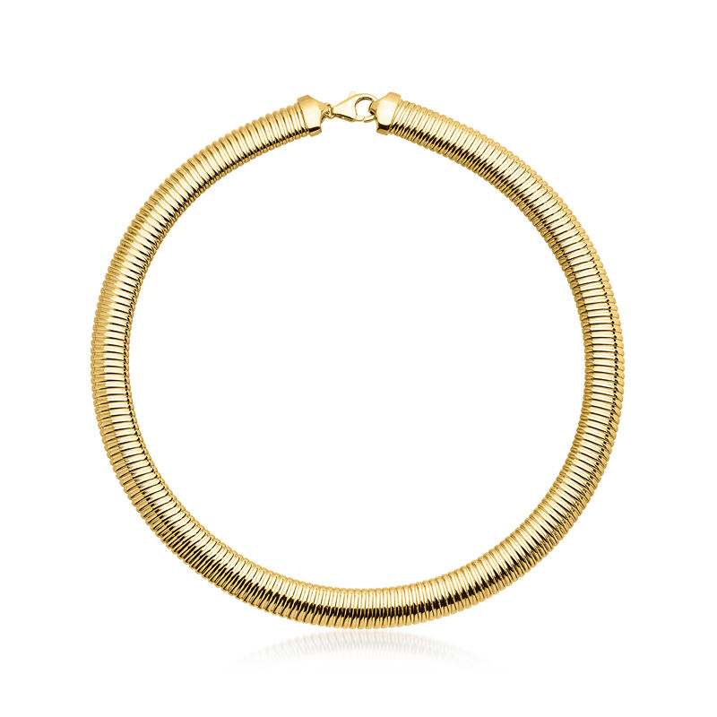 Italian 12mm 14kt Yellow Gold-Plated Omega Necklace image number 0
