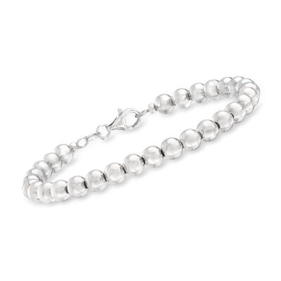 Italian 6mm Sterling Silver Bead Bracelet