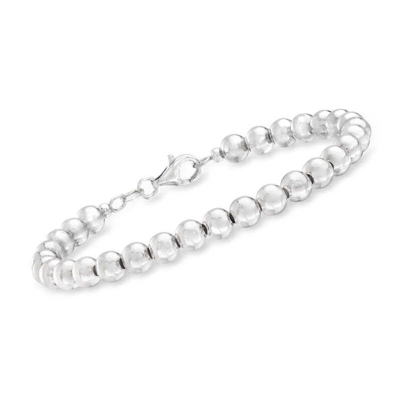 Italian 6mm Sterling Silver Bead Bracelet image number 0