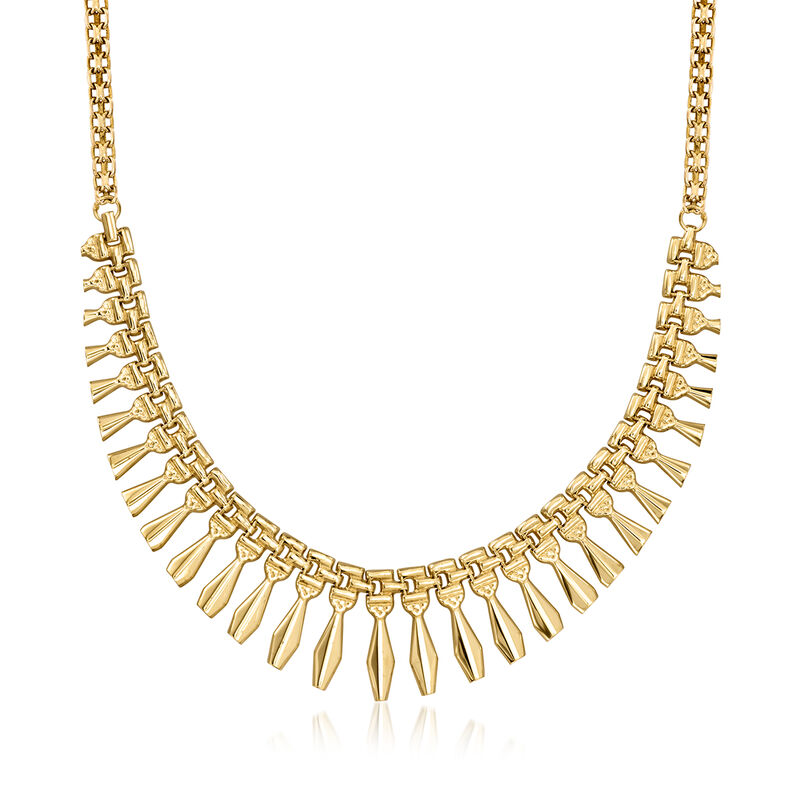 C. 1990 Vintage 10kt Yellow Gold Cleopatra Necklace. 15.5" image number 0