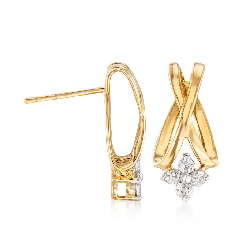 .20 ct. t.w. Diamond Flower X Earrings in 14kt Yellow Gold image number 2