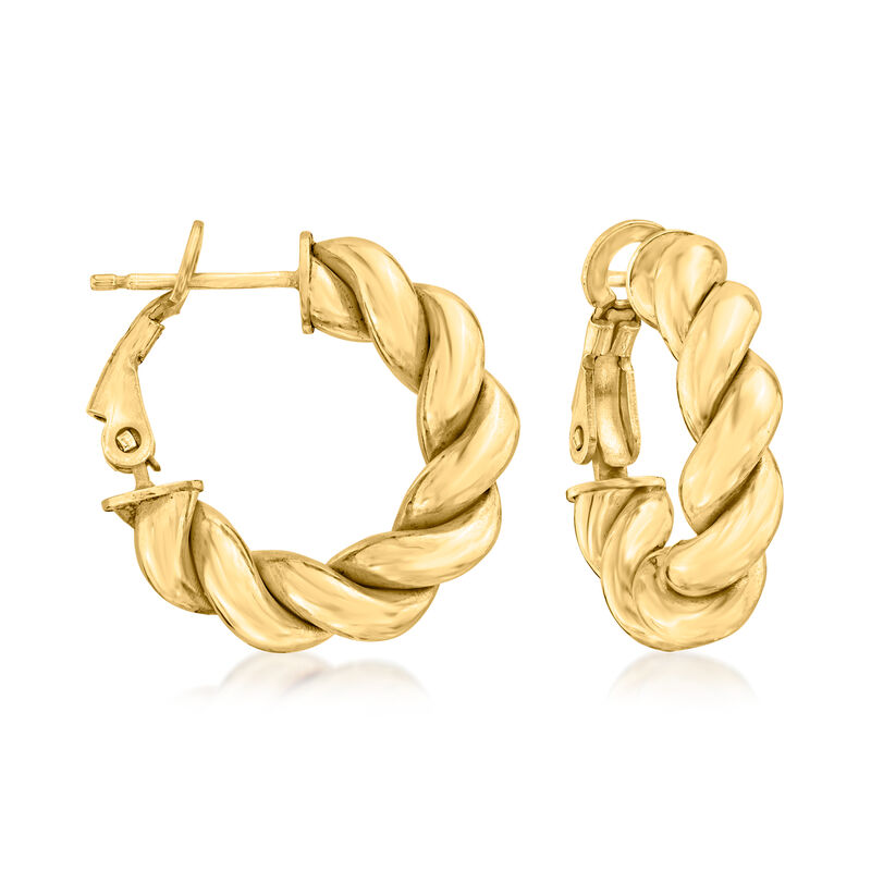 Italian 18kt Gold Over Sterling Twisted Huggie Hoop Earrings. 3/4&quot; image number 0