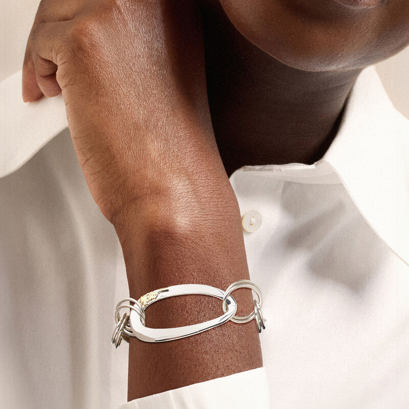 C. 2000 Vintage Ippolita Sterling Silver Link Bracelet with 14kt Yellow Gold. 7.5" image number 1