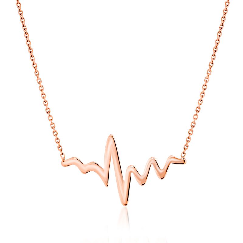 14kt Rose Gold Heartbeat Necklace. 16&quot; image number 0