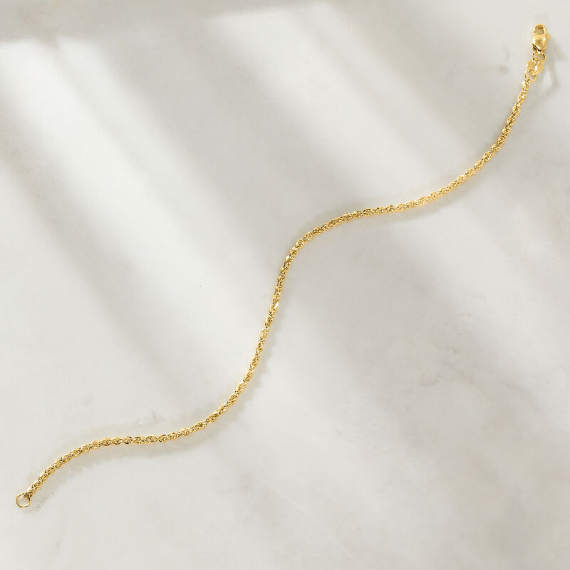 1.5mm 14kt Yellow Gold Twisted Rope-Chain Bracelet image number 1