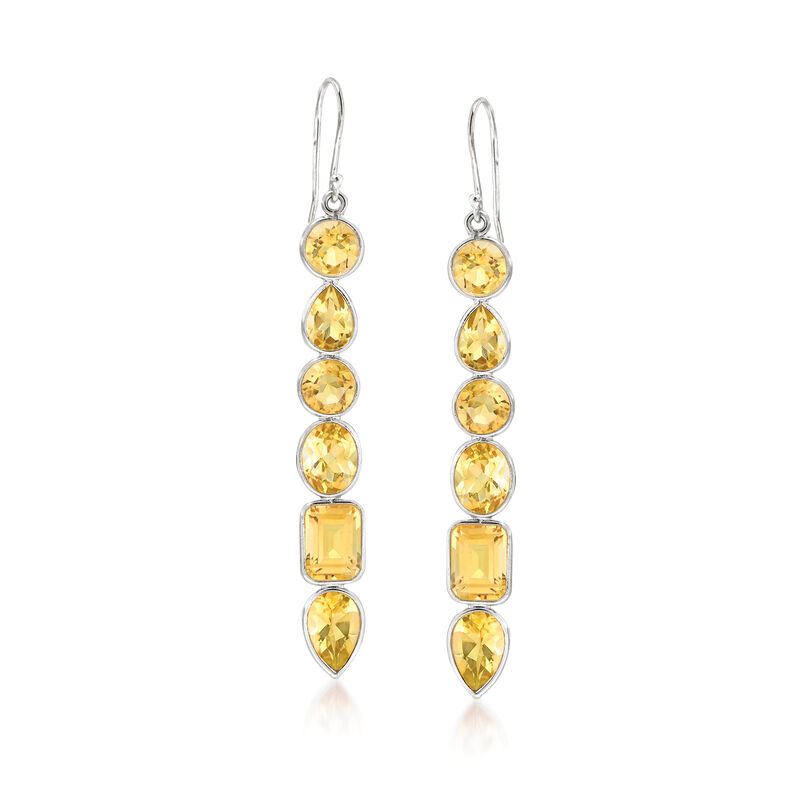 13.20 ct. t.w. Citrine Multi-Shaped Drop Earrings in Sterling Silver  image number 0