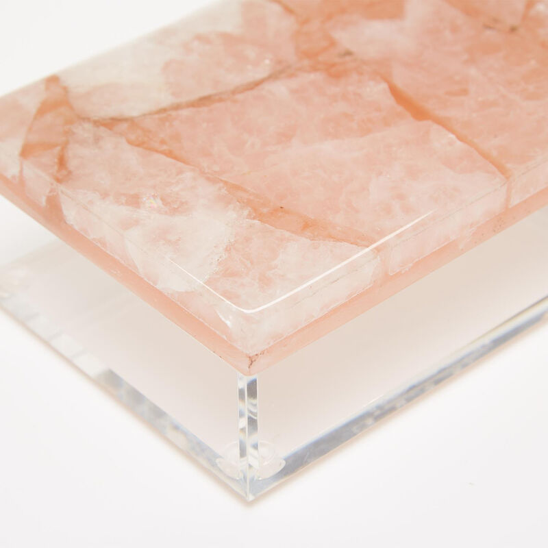 Set of Two Genuine Rose Quartz Decorative Boxes image number 1