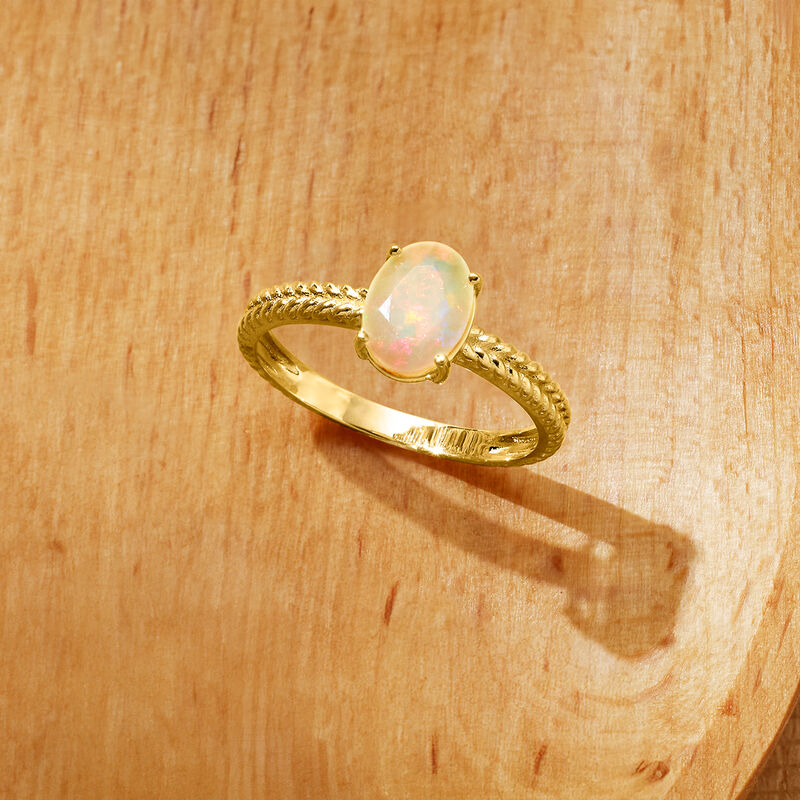 Opal Twisted Ring in 10kt Yellow Gold image number 3