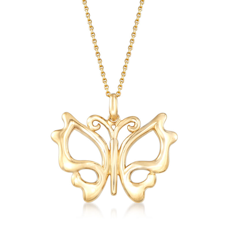 14kt Yellow Gold Cut-Out Butterfly Pendant Necklace image number 0