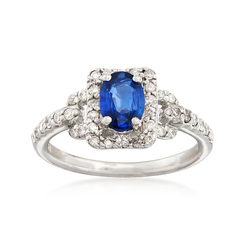 1.00 Carat Sapphire and .40 ct. t.w. Diamond Ring in 14kt White Gold image number 0