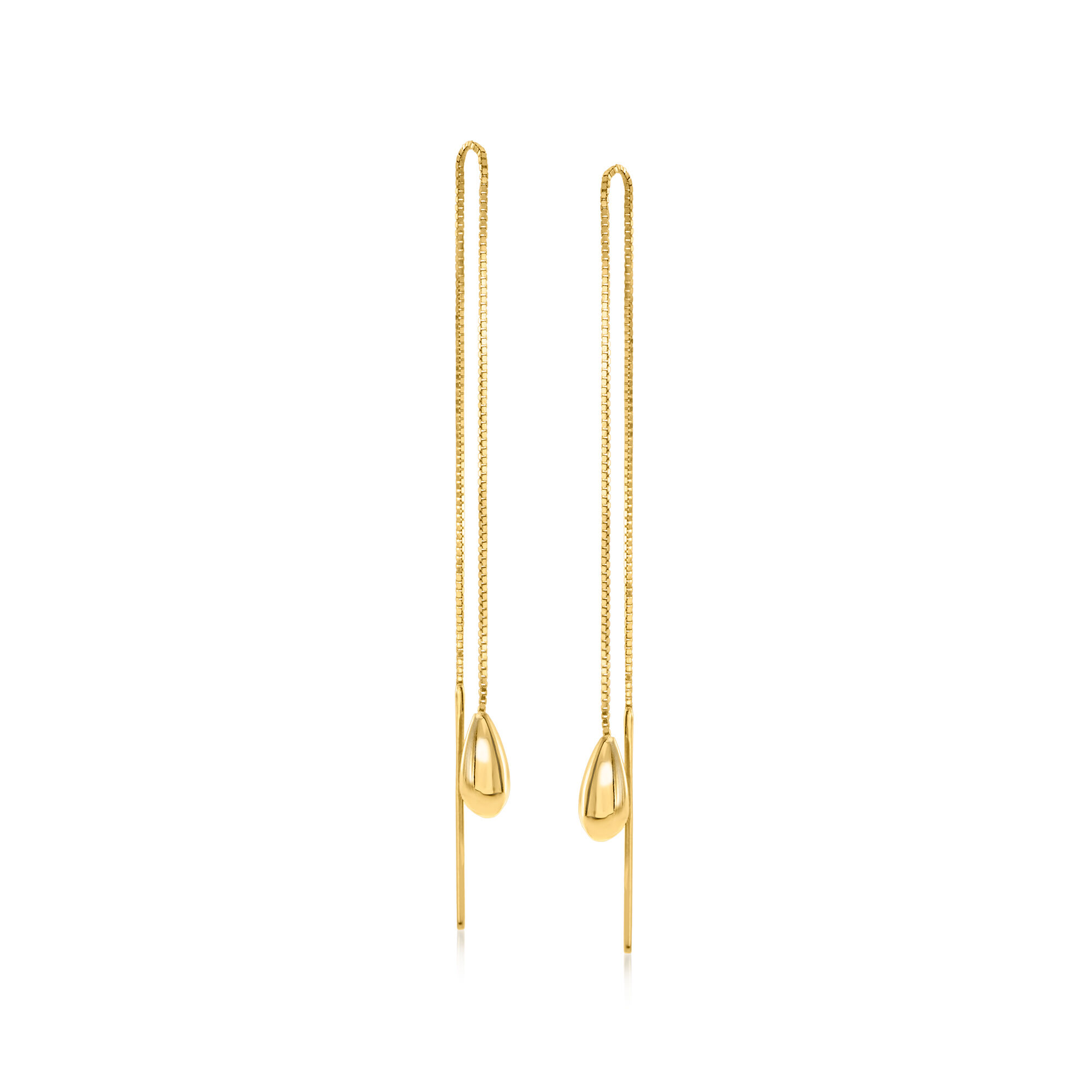 14kt Yellow Gold Teardrop Threader Earrings