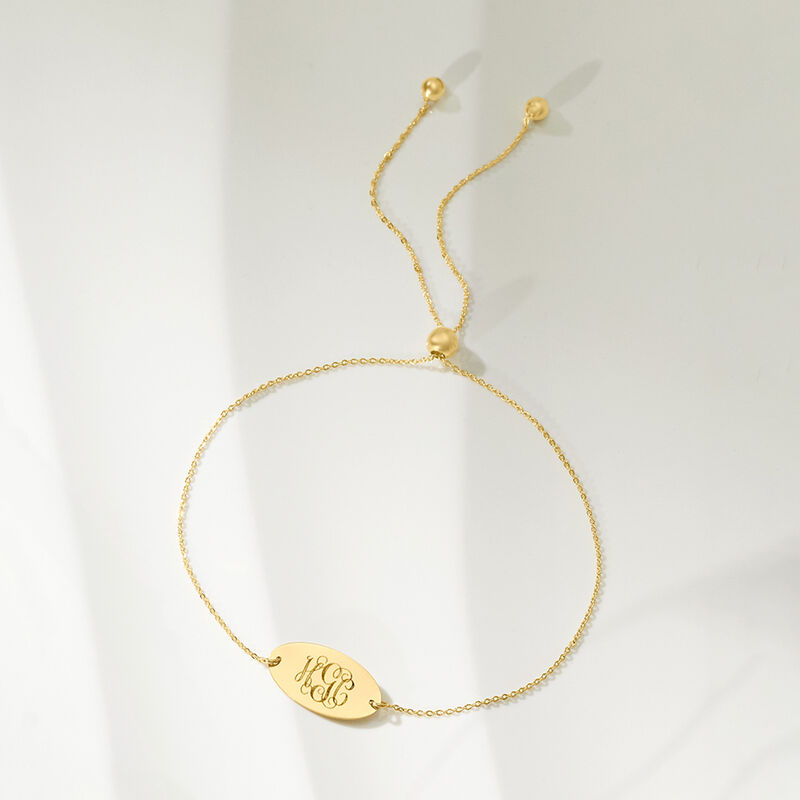 14kt Yellow Gold Personalized Oval Bolo Bracelet image number 2