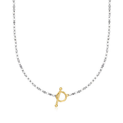 Sterling Silver and 18kt Gold Over Sterling Lumachina-Chain Toggle Necklace
