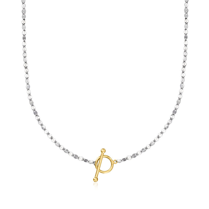 Sterling Silver and 18kt Gold Over Sterling Lumachina-Chain Toggle Necklace image number 0