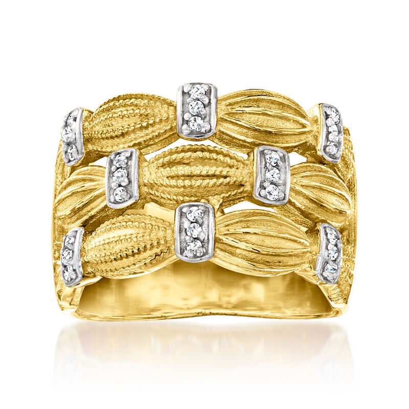 .12 ct. t.w. Diamond Ruffle-Station Ring in 18kt Gold Over Sterling image number 0