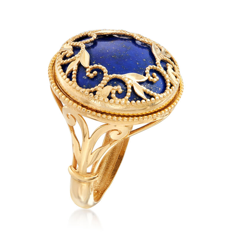 Italian Lapis Filigree Ring in 14kt Yellow Gold image number 2