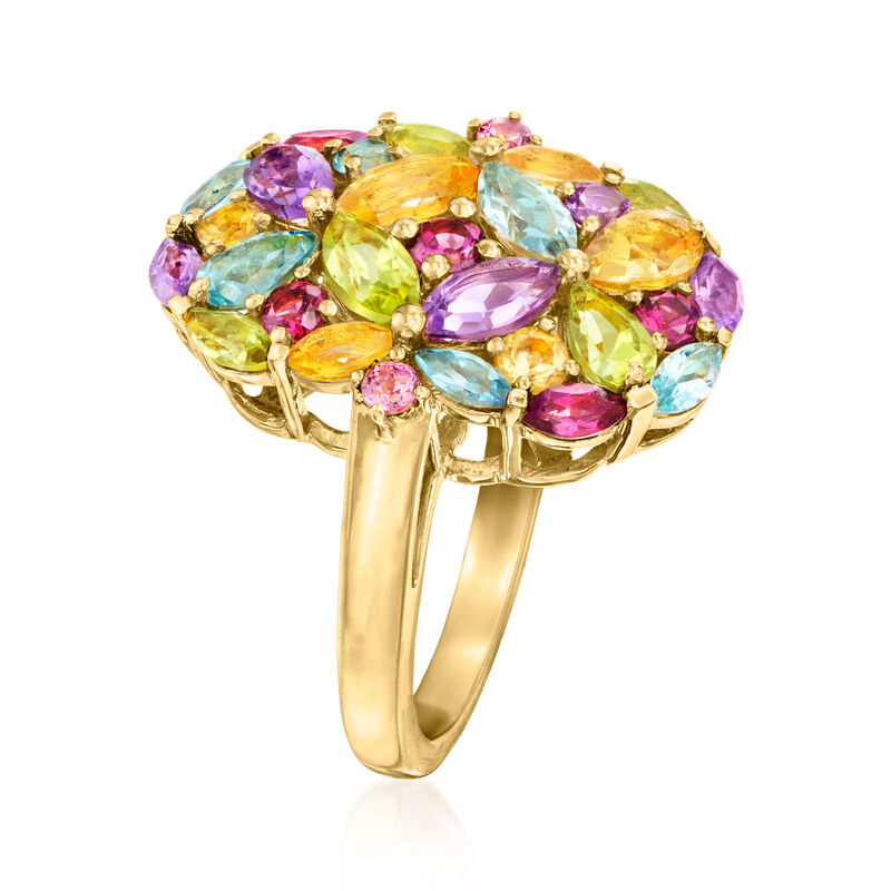 2.61 ct. t.w. Multi-Gemstone Floral Ring in 18kt Gold Over Sterling image number 2